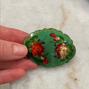 Floral Green Brooch